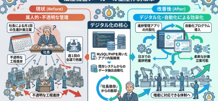 【DX事例】社長依存から脱却せよ！従業員42名の部品メーカーが「アプリ内製化」で成し遂げた生産体制改革の全貌